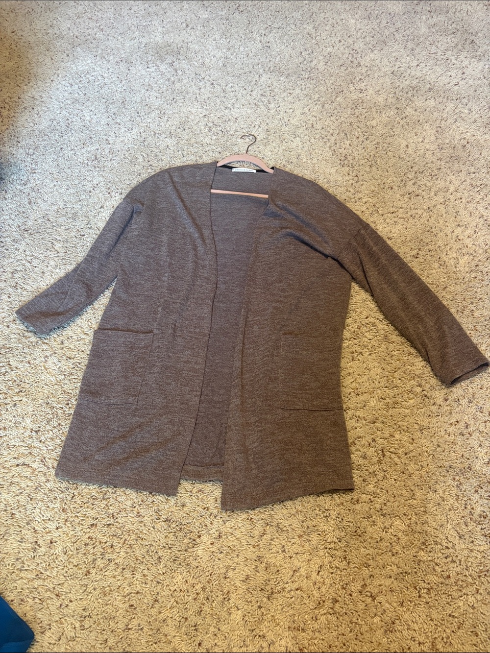 Chris & Carol Open-Front Heathered Brown Cardigan